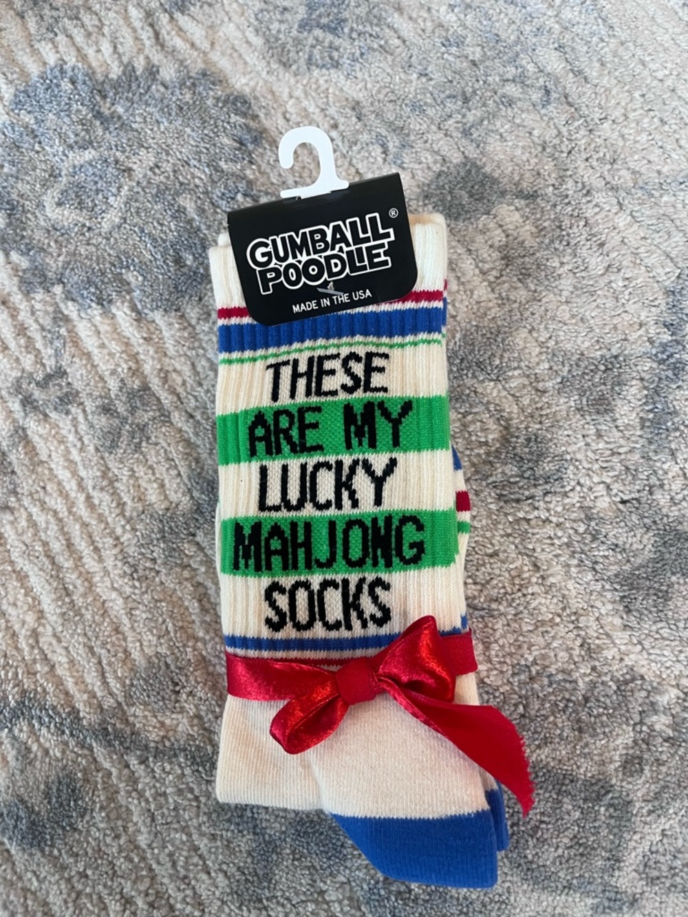 Men's Lucky Mahjong Socks - Cream & Green